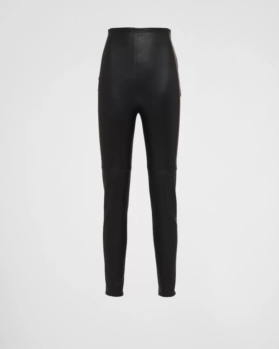 Prada Pantalones De Napa Elástica^Mujer ROPA DE PIEL