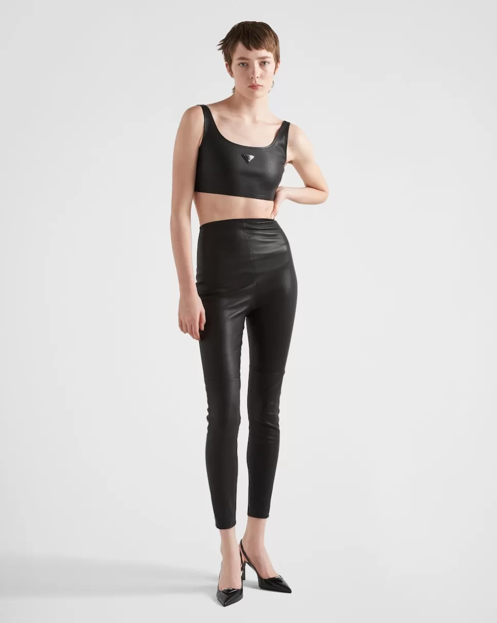 Prada Pantalones De Napa Elástica^Mujer ROPA DE PIEL