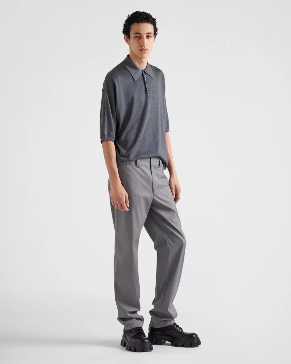Prada Pantalones De Popelín Elástico^Hombre PANTALONES Y BERMUDAS