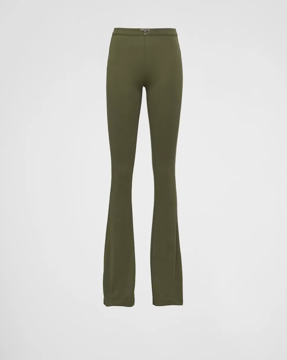 Prada Pantalones De Punto Acanalado De Algodón^Mujer PANTALONES LARGOS Y CORTOS