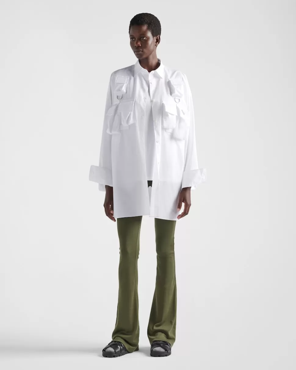 Prada Pantalones De Punto Acanalado De Algodón^Mujer PANTALONES LARGOS Y CORTOS