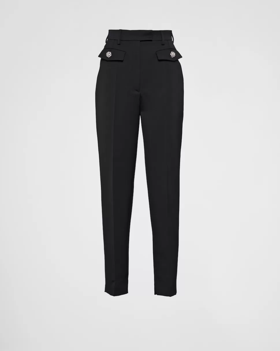 Prada Pantalones De Satén De Lana^Mujer PANTALONES LARGOS Y CORTOS