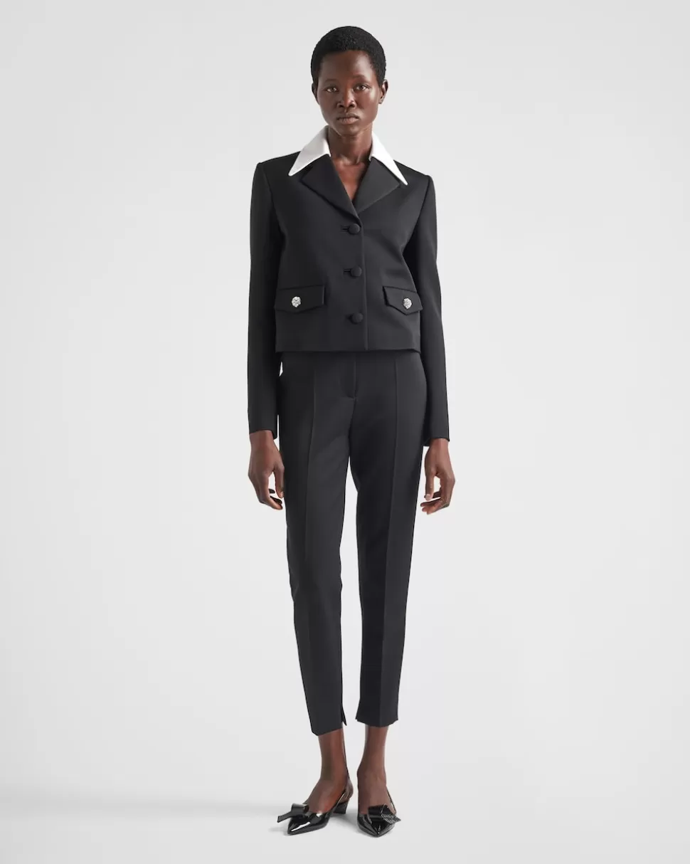 Prada Pantalones De Satén De Lana^Mujer PANTALONES LARGOS Y CORTOS
