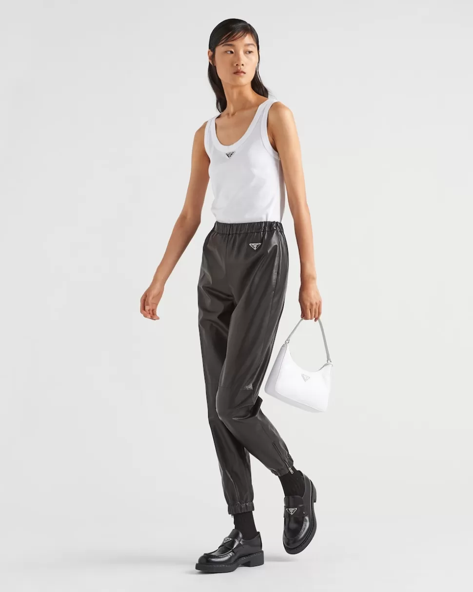 Prada Pantalones Deportivos En Napa^Mujer ROPA DE PIEL