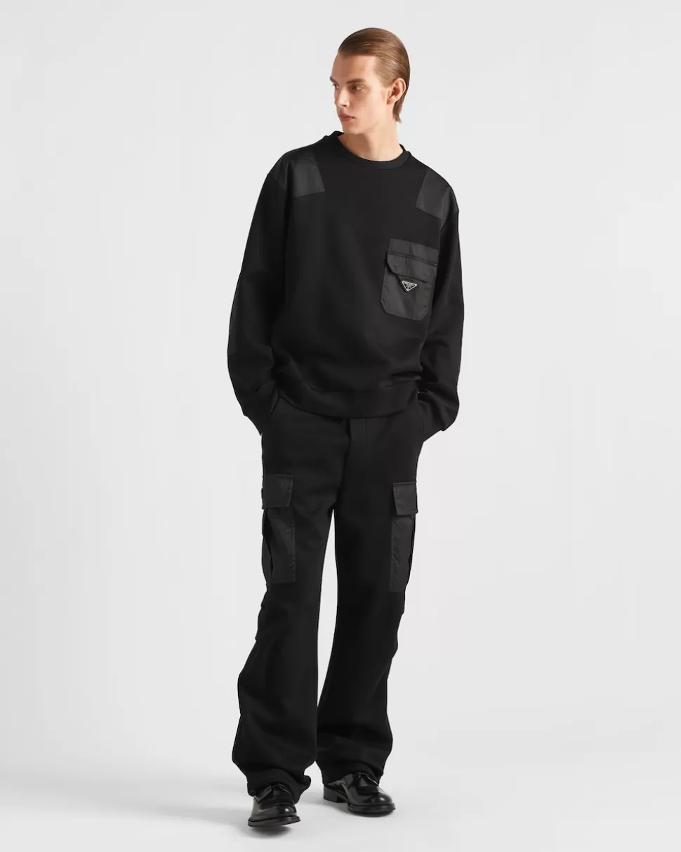 Prada Pantalones En Felpa De Algodón Con Detalles De Re-nylon^Hombre ROPA DEPORTIVA Y SUDADERAS