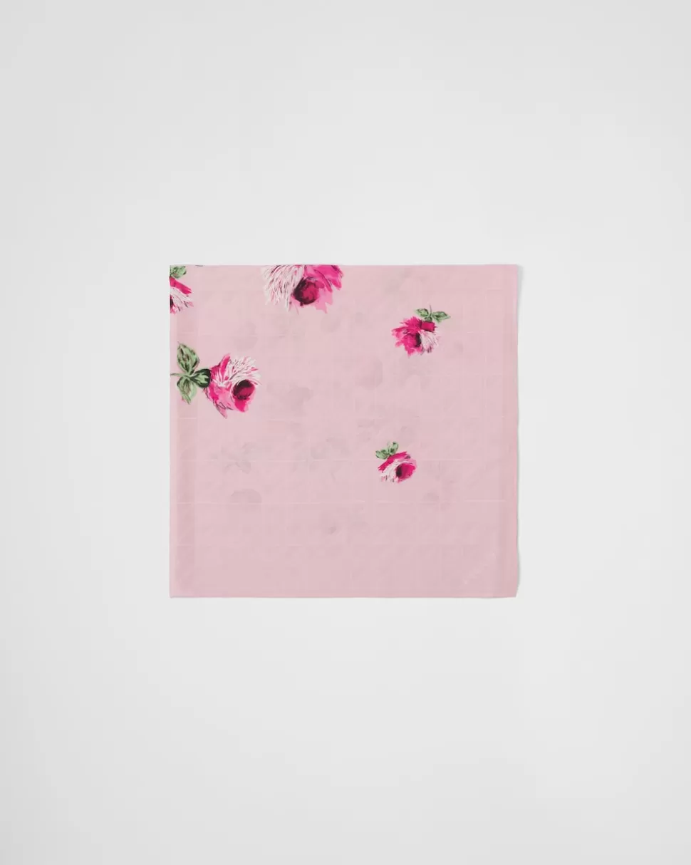 Prada Pañuelo De Jacquard De Crepé De China^Mujer BUFANDAS Y PAÑUELOS
