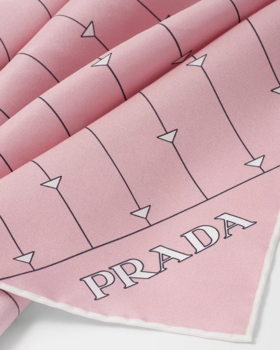 Prada Pañuelo De Sarga Con Estampado^Mujer BUFANDAS Y PAÑUELOS