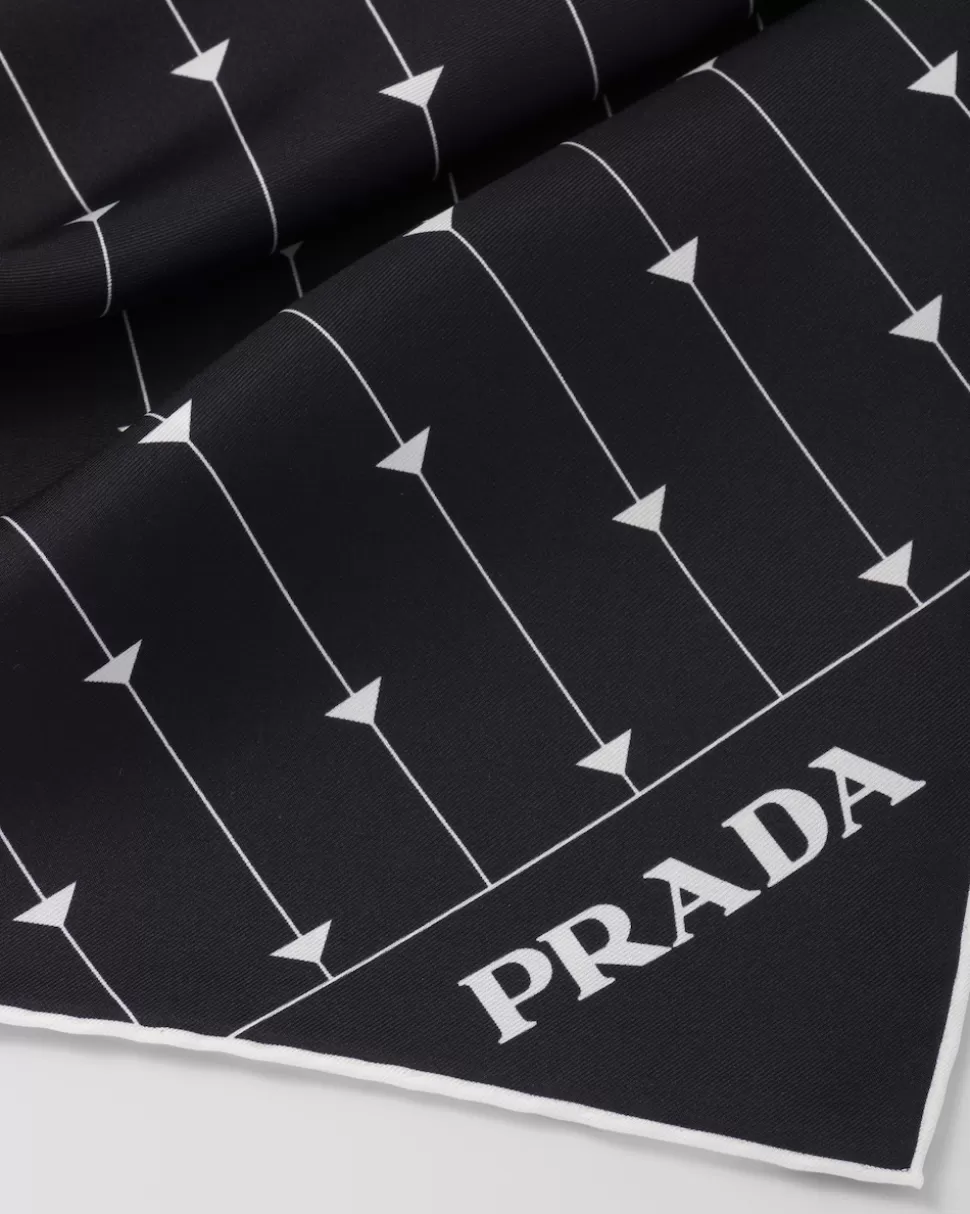 Prada Pañuelo De Sarga Con Estampado^Mujer BUFANDAS Y PAÑUELOS