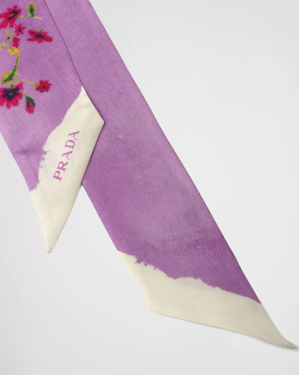 Prada Pañuelo De Sarga Con Estampado^Mujer BUFANDAS Y PAÑUELOS