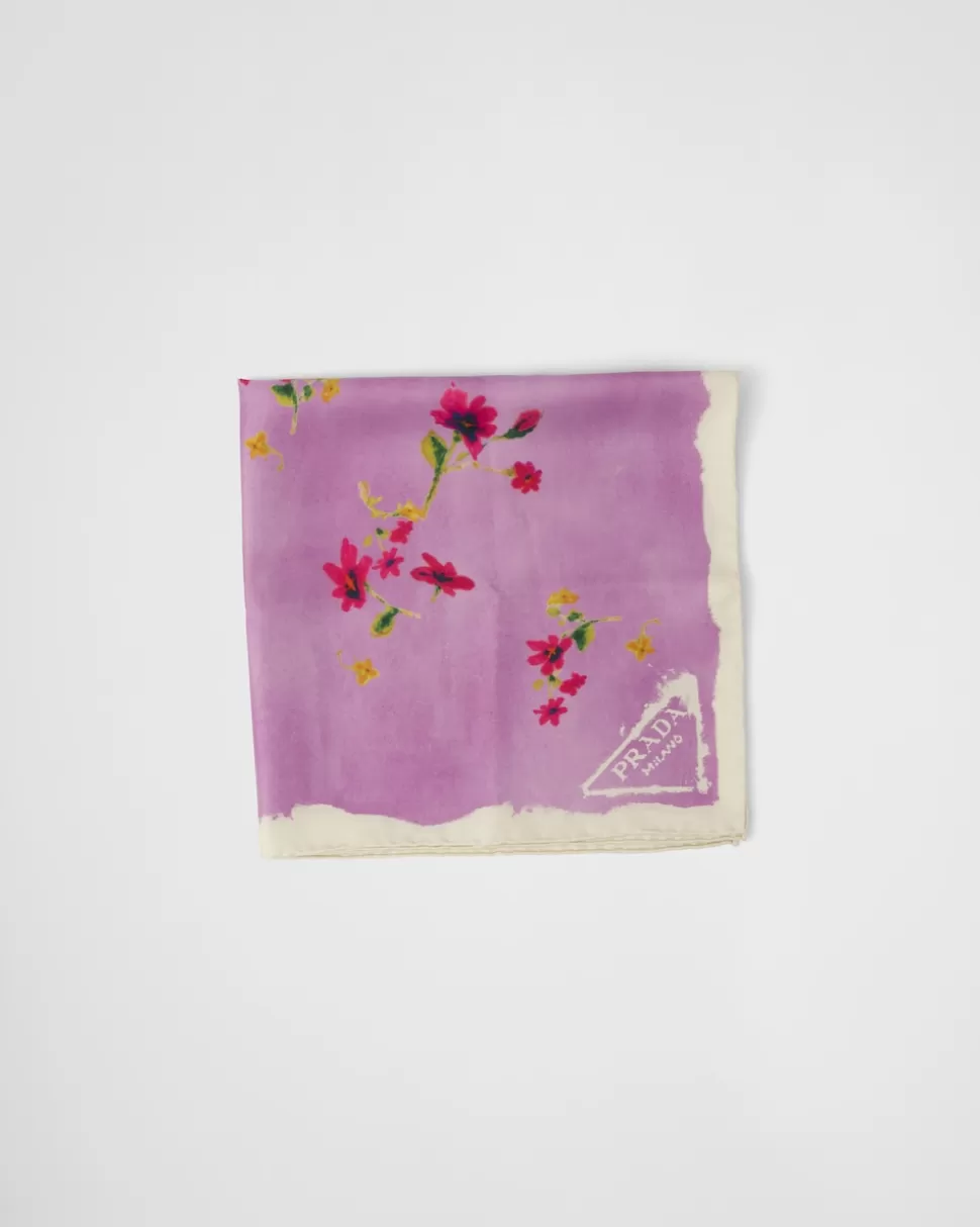 Prada Pañuelo De Sarga Con Estampado^Mujer BUFANDAS Y PAÑUELOS