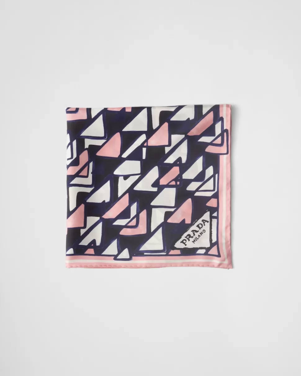 Prada Pañuelo De Sarga Estampada^Mujer BUFANDAS Y PAÑUELOS