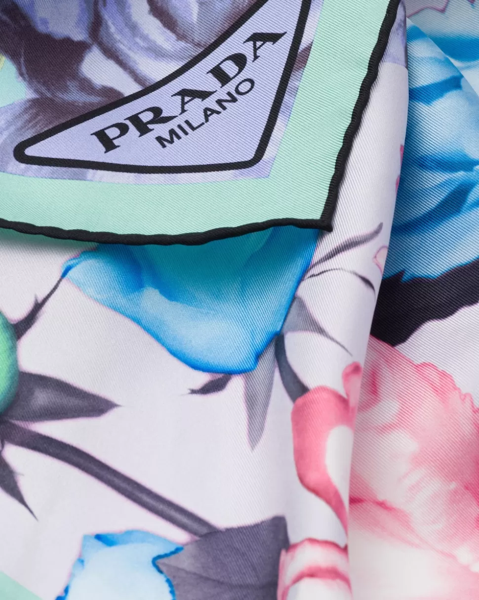 Prada Pañuelo De Sarga Estampada^Mujer BUFANDAS Y PAÑUELOS