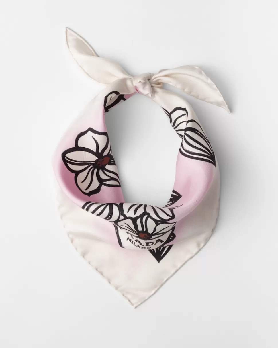 Prada Pañuelo De Sarga Estampado^Mujer BUFANDAS Y PAÑUELOS