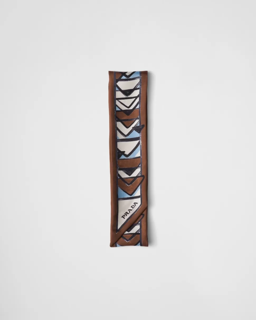 Prada Pañuelo Fino De Sarga Estampado^Mujer BUFANDAS Y PAÑUELOS