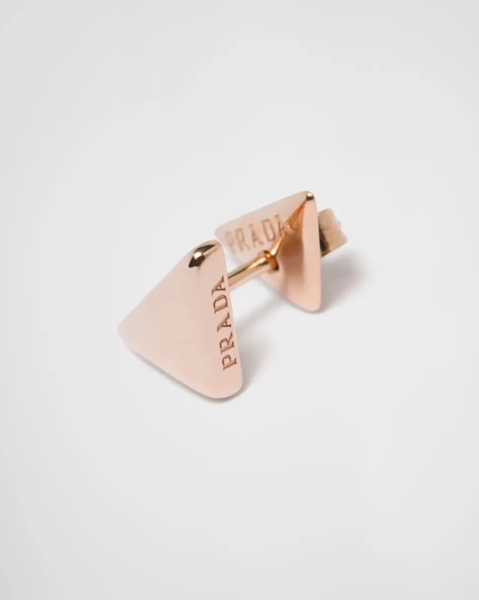 Prada Pendiente Eternal Gold En Oro Rosa Con Minitriángulo^Mujer/Hombre COLECCIÓN DE JOYERÍA ELEGANTE | COLECCIÓN DE JOYERÍA ELEGANTE