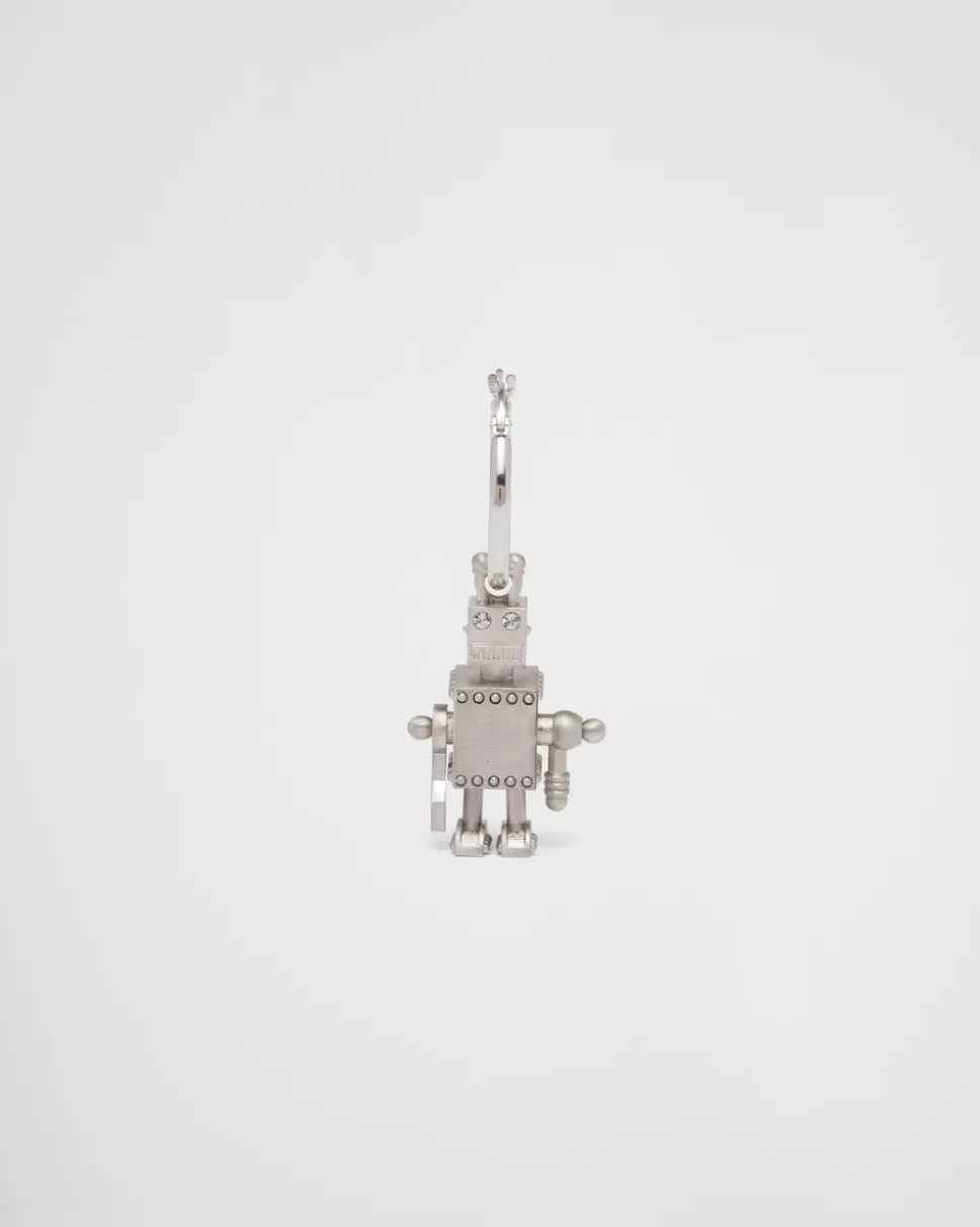 Prada Pendiente úNico Con Colgante Joya De Robot^Hombre JOYAS DE PLATA