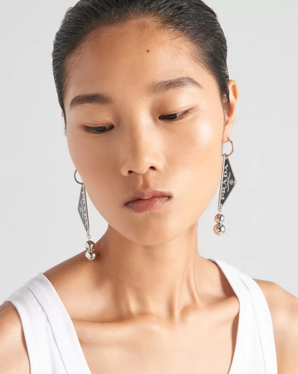 Prada Pendientes Con Colgante Ball Smalto Jewels^Mujer JOYAS DE PLATA