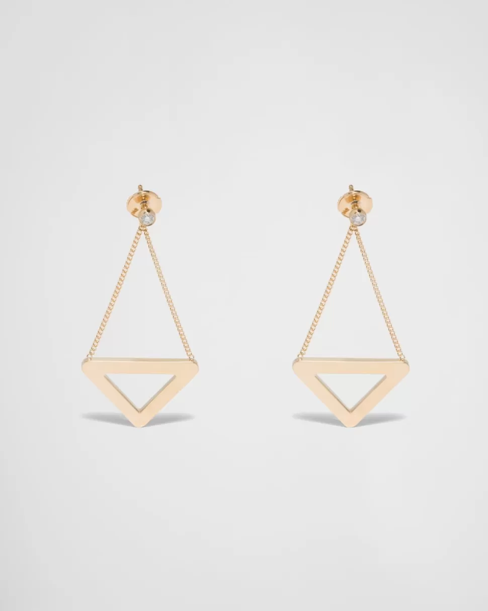 Prada Pendientes Con Colgante Calado Eternal Gold De Oro Amarillo Y Diamantes^Mujer COLECCIÓN DE JOYERÍA ELEGANTE