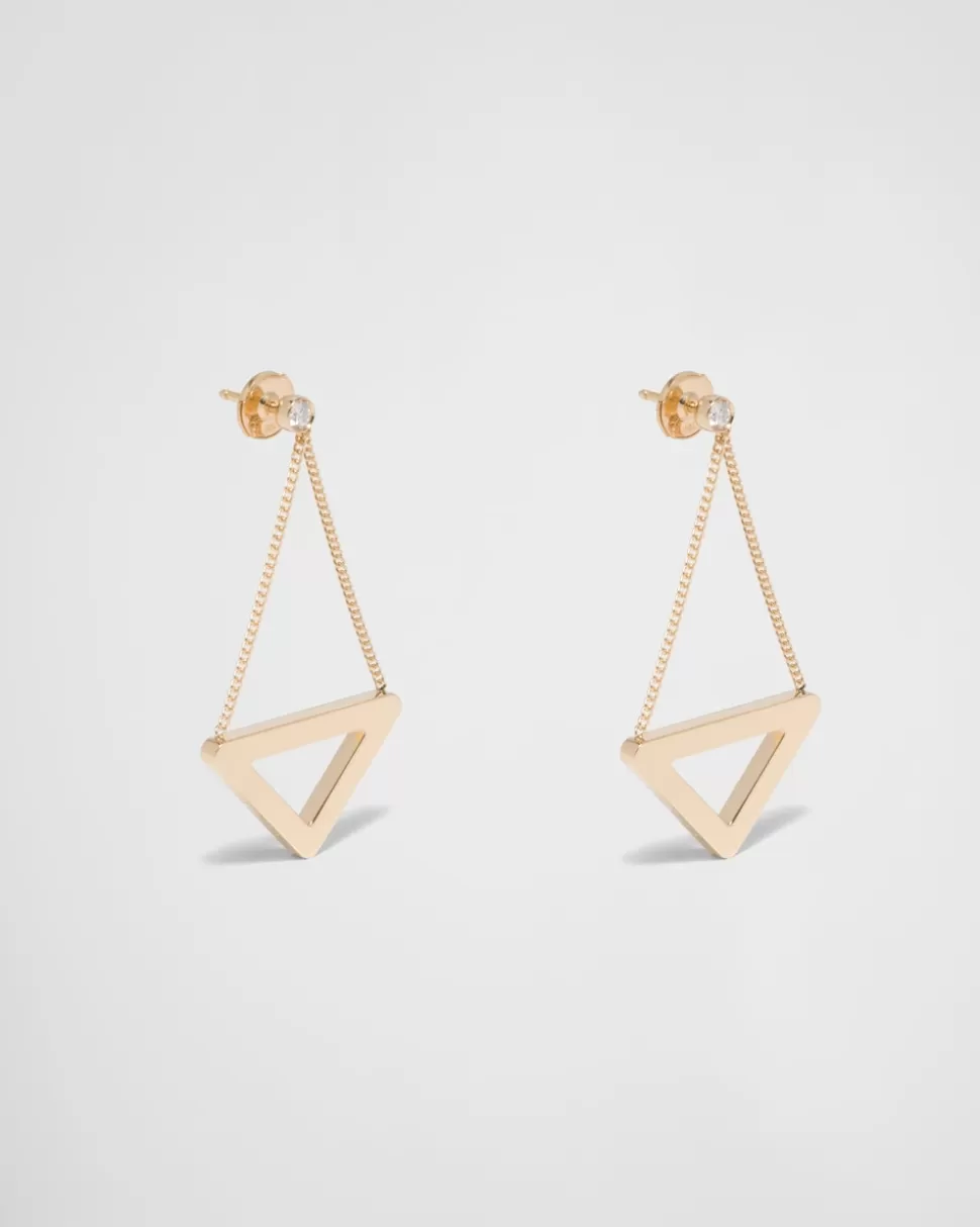 Prada Pendientes Con Colgante Calado Eternal Gold De Oro Amarillo Y Diamantes^Mujer COLECCIÓN DE JOYERÍA ELEGANTE