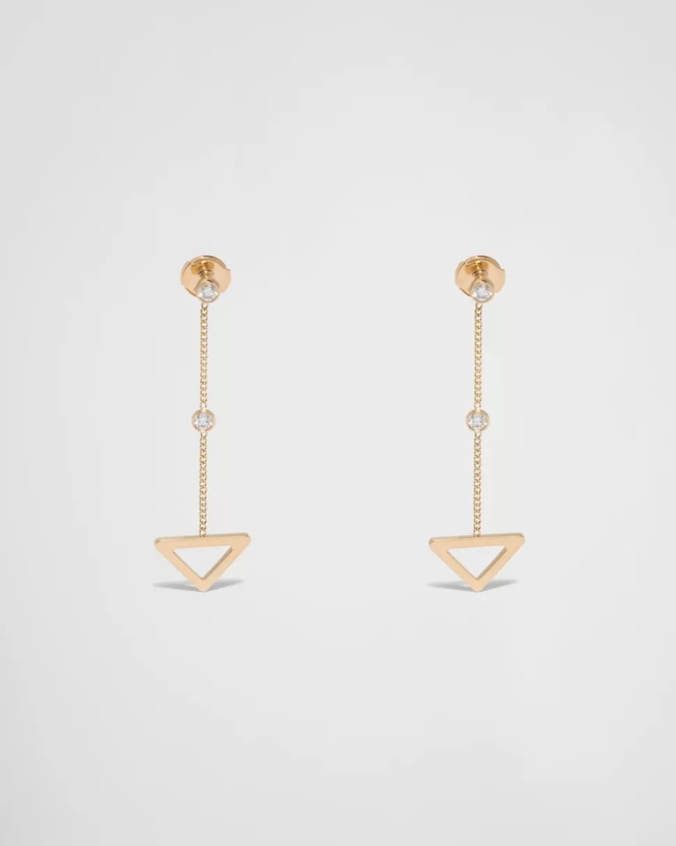 Prada Pendientes Con Colgante Calado Eternal Gold De Oro Amarillo Y Diamantes^Mujer COLECCIÓN DE JOYERÍA ELEGANTE