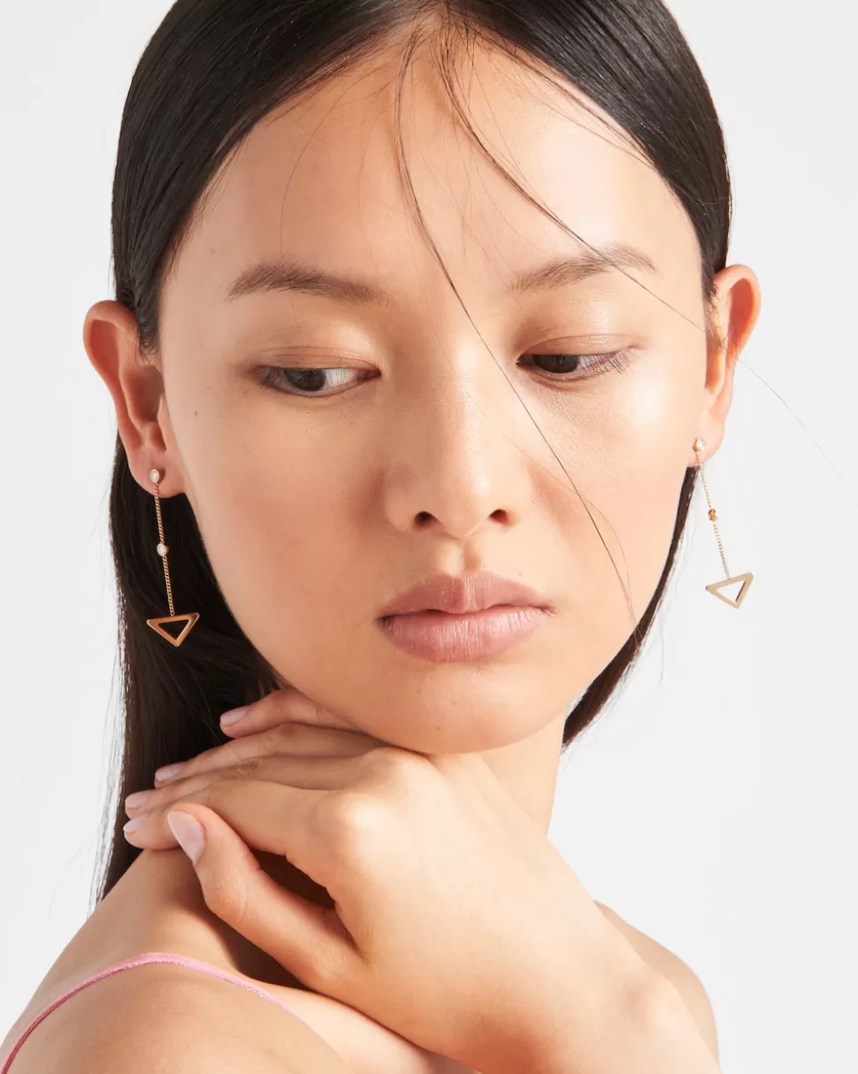Prada Pendientes Con Colgante Calado Eternal Gold De Oro Amarillo Y Diamantes^Mujer COLECCIÓN DE JOYERÍA ELEGANTE