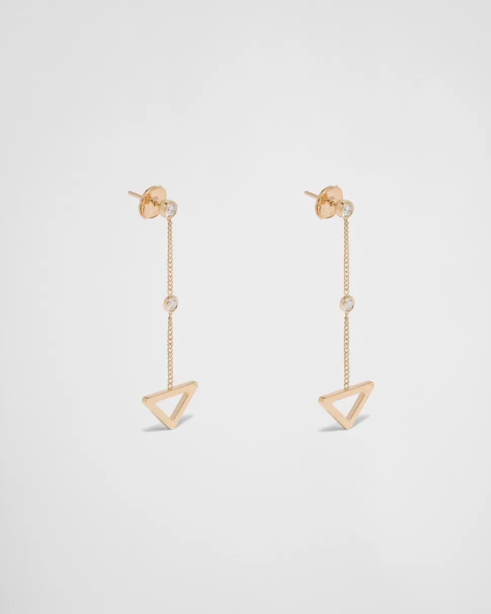 Prada Pendientes Con Colgante Calado Eternal Gold De Oro Amarillo Y Diamantes^Mujer COLECCIÓN DE JOYERÍA ELEGANTE