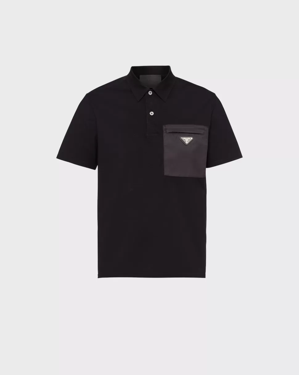 Prada Polo De Algodón Elástico Y Detalles De Re-nylon^Hombre CAMISETAS Y POLOS