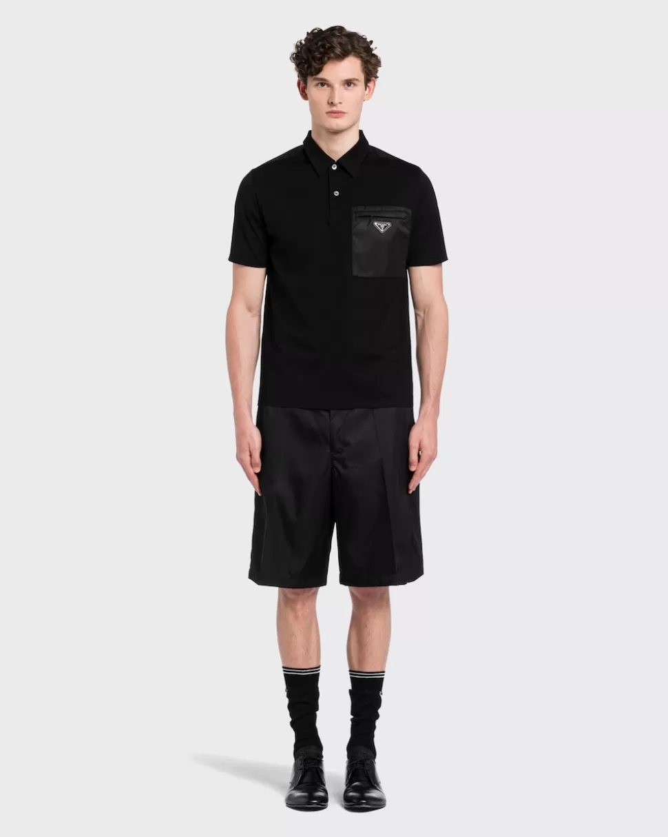 Prada Polo De Algodón Elástico Y Detalles De Re-nylon^Hombre CAMISETAS Y POLOS