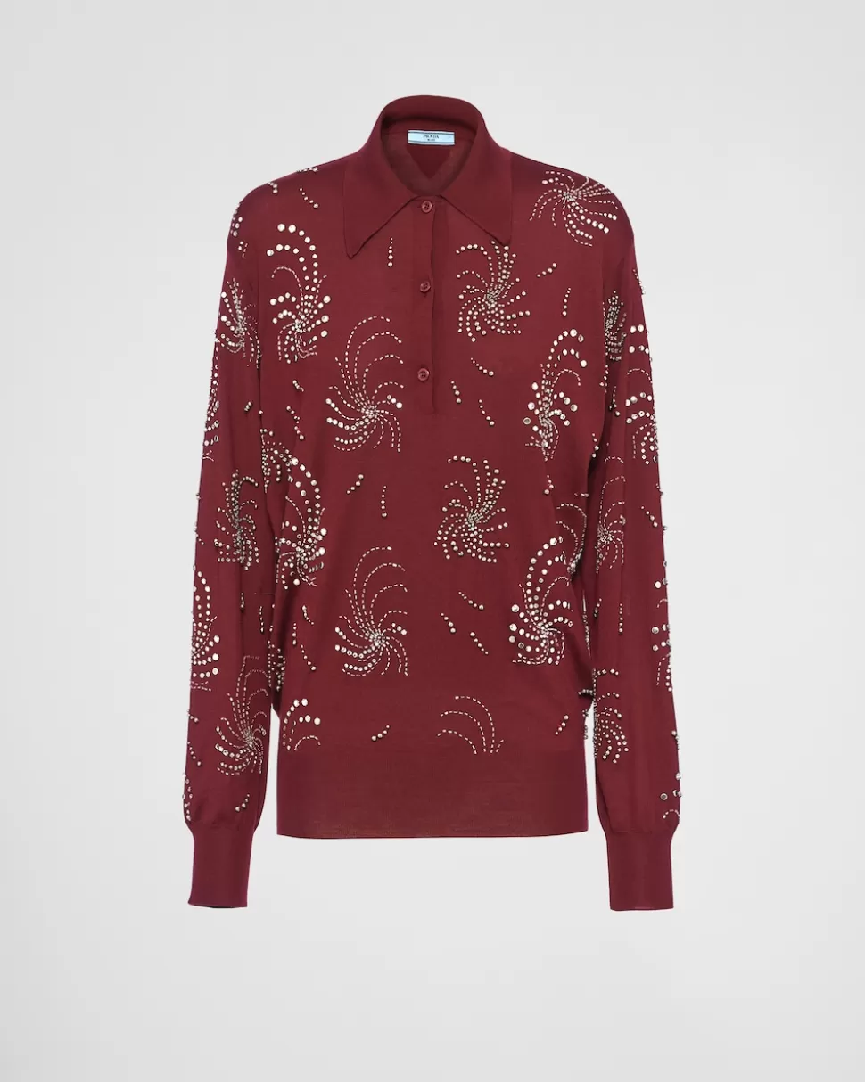 Prada Polo De Cachemir Bordado^Mujer TEJIDOS DE PUNTO