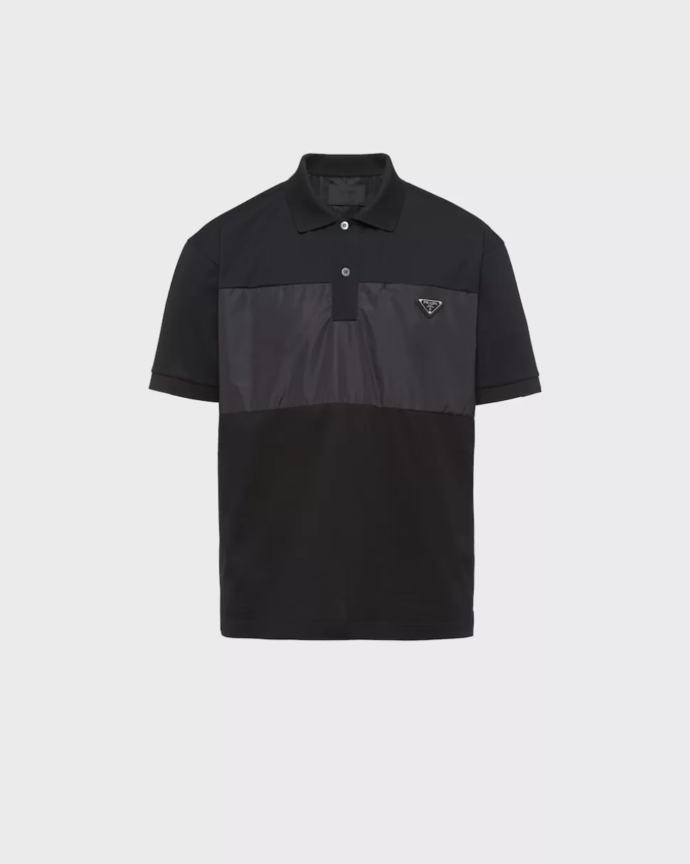 Prada Polo De Piqué Con Detalles De Nylon^Hombre CAMISETAS Y POLOS