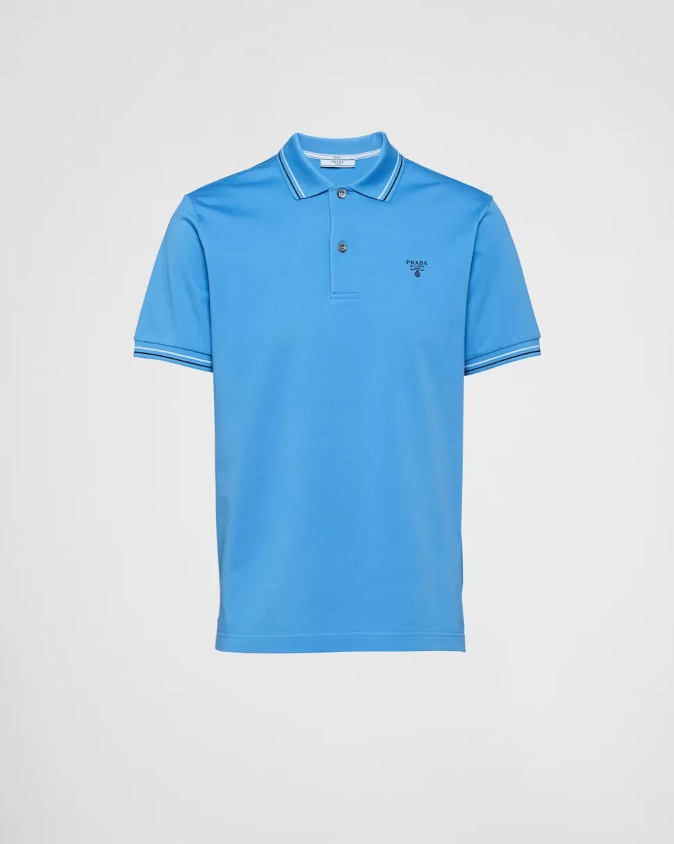 Prada Polo En Piqué De Algodón^Hombre CAMISETAS Y POLOS