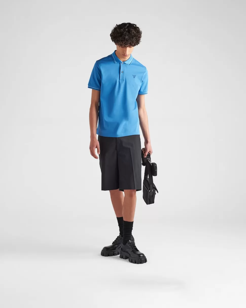 Prada Polo En Piqué De Algodón^Hombre CAMISETAS Y POLOS