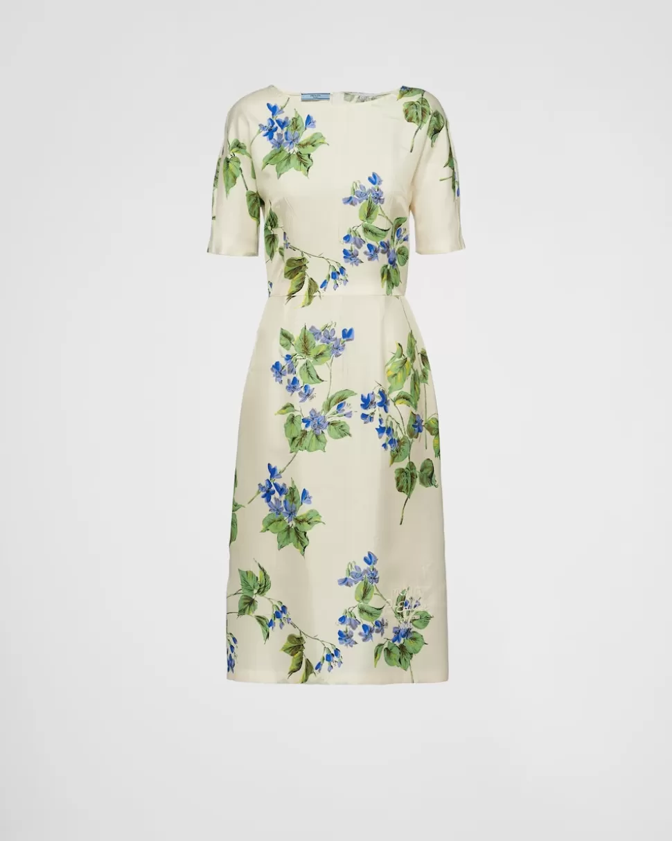 Prada Reedición Del Vestido De Sarga De Seda Estampado De 2003^Mujer VESTIDOS