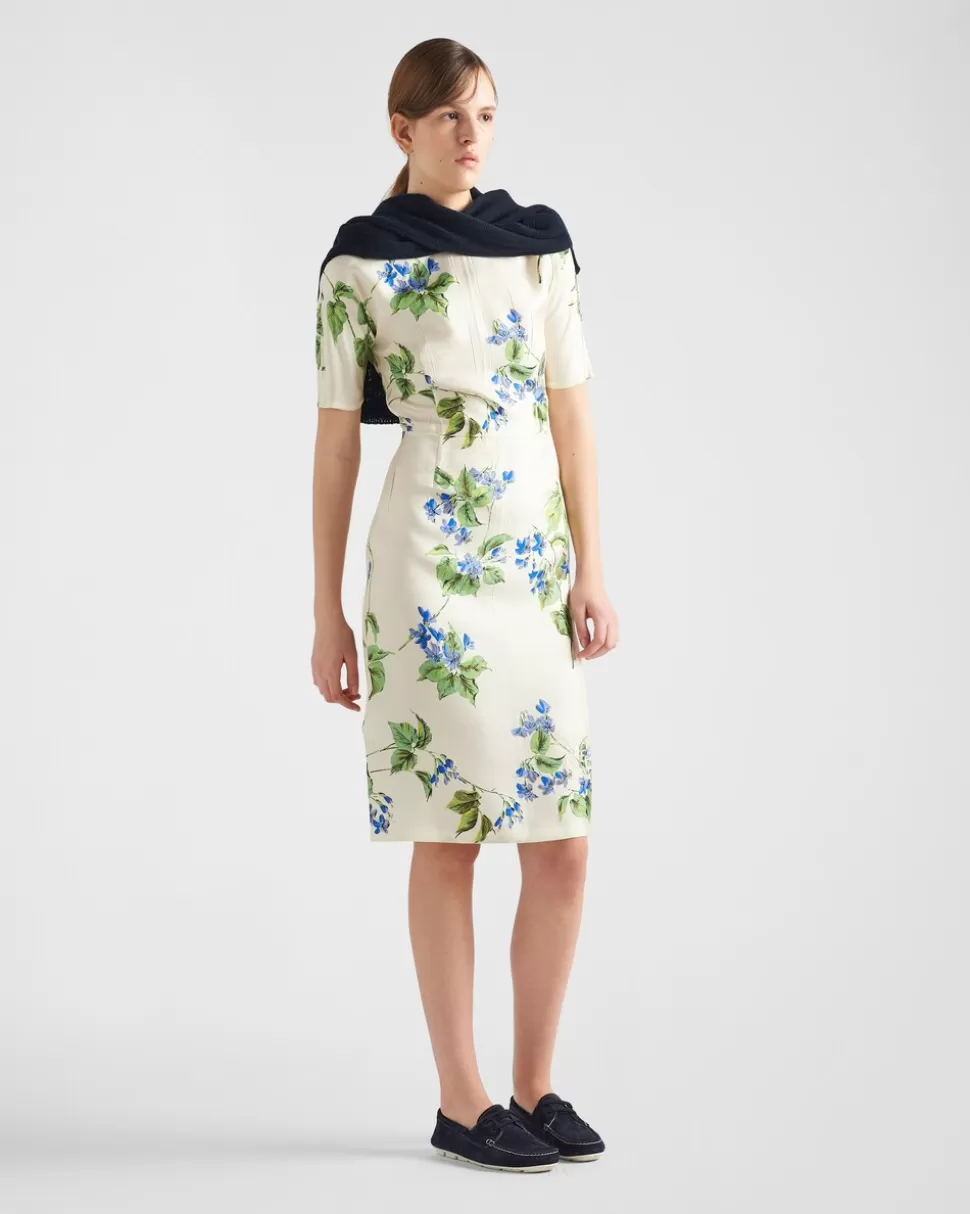 Prada Reedición Del Vestido De Sarga De Seda Estampado De 2003^Mujer VESTIDOS