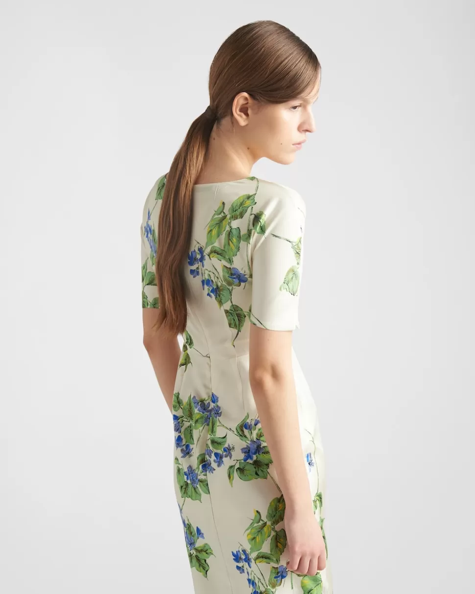 Prada Reedición Del Vestido De Sarga De Seda Estampado De 2003^Mujer VESTIDOS