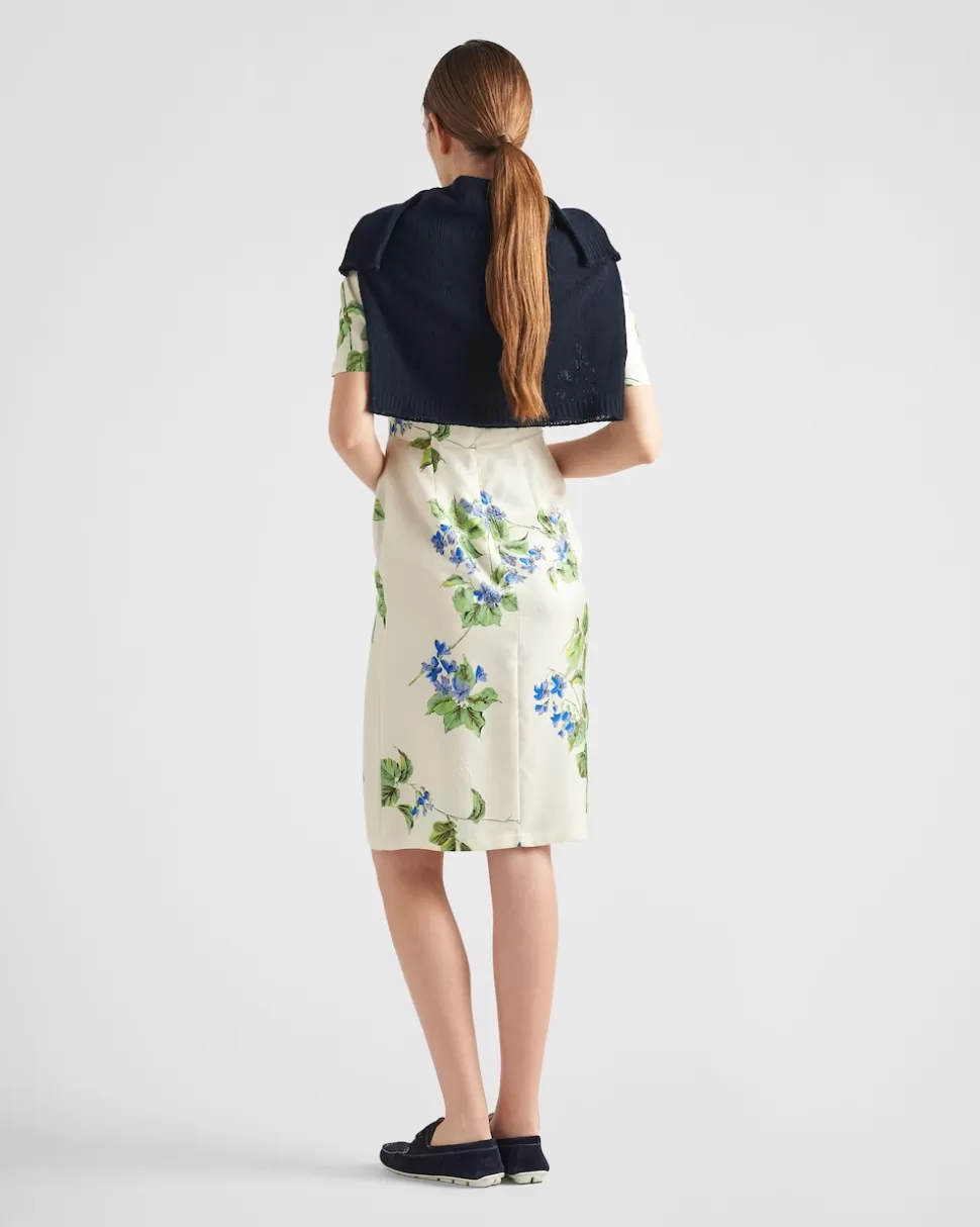 Prada Reedición Del Vestido De Sarga De Seda Estampado De 2003^Mujer VESTIDOS