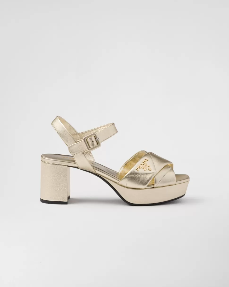 Prada Sandalias De Plataforma De Napa Acolchada^Mujer SANDALIAS