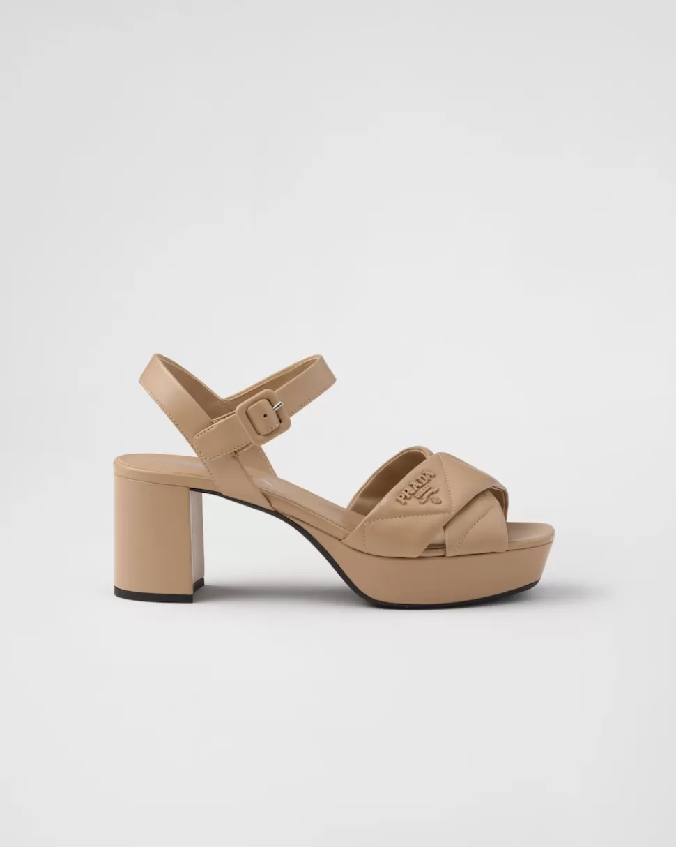 Prada Sandalias De Plataforma De Napa Acolchada^Mujer SANDALIAS