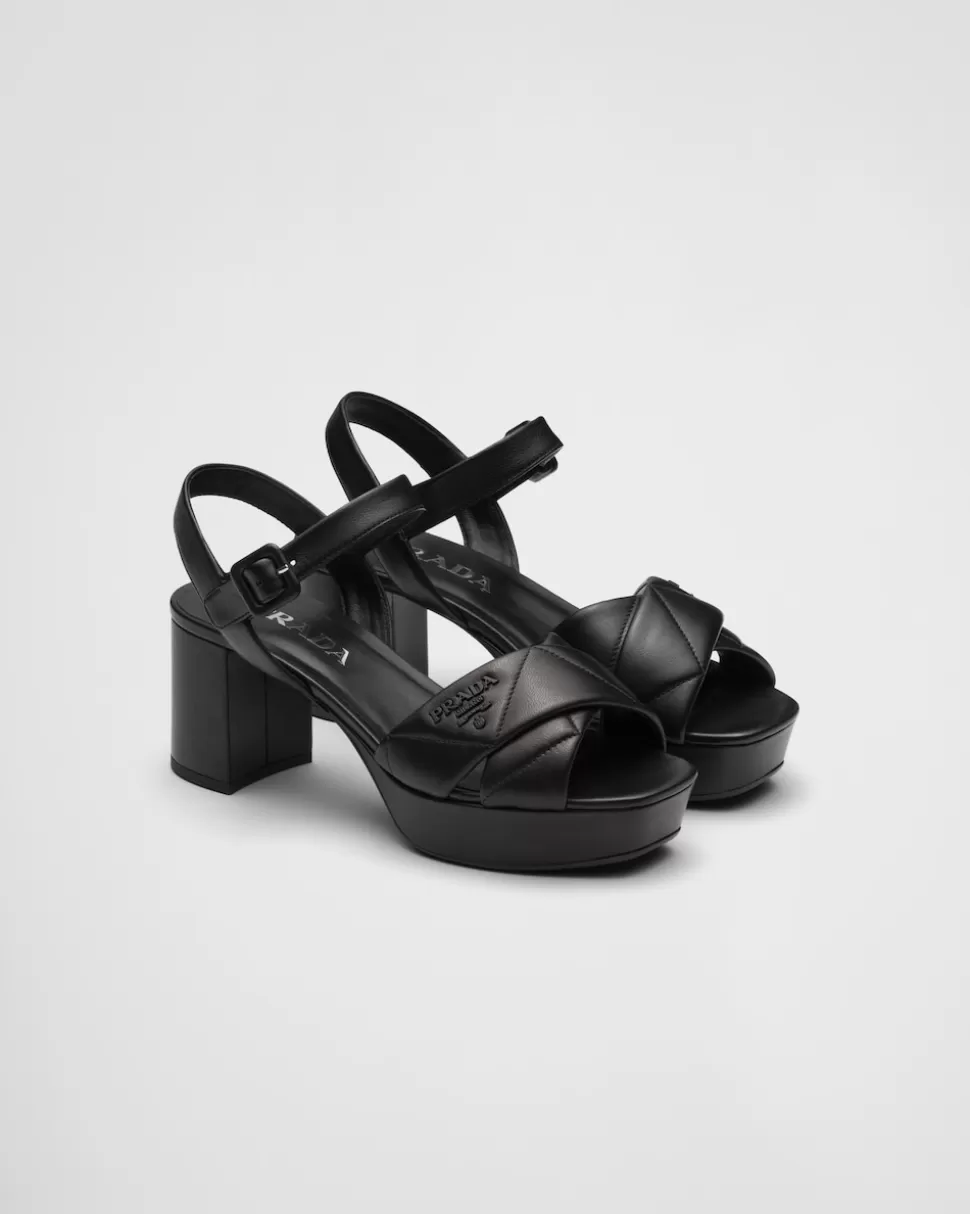 Prada Sandalias De Plataforma De Napa Acolchada^Mujer SANDALIAS
