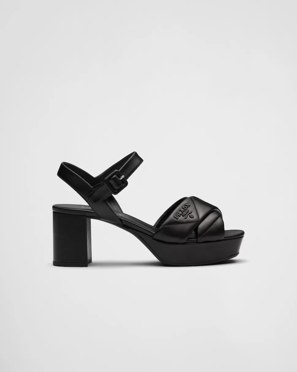 Prada Sandalias De Plataforma De Napa Acolchada^Mujer SANDALIAS