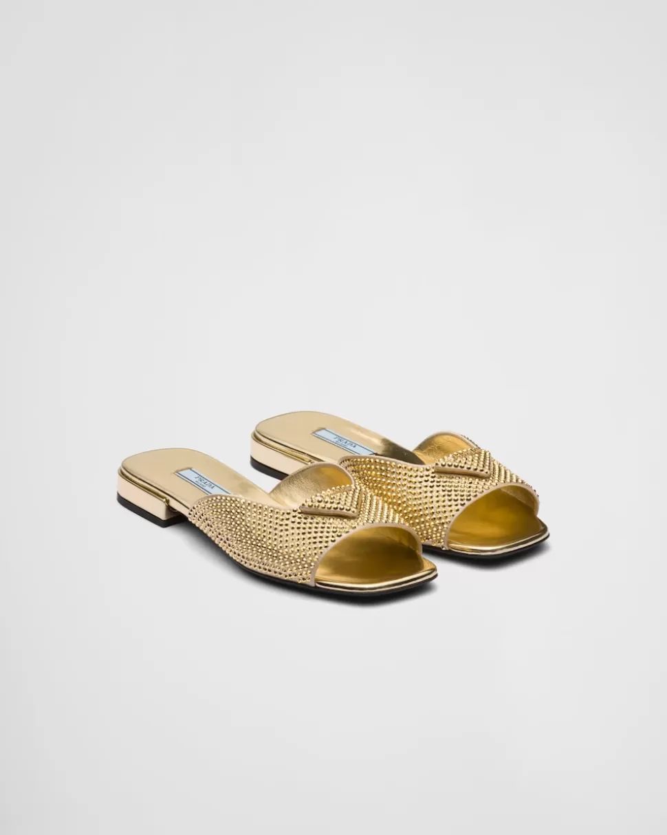 Prada Sandalias De Satén Con Cristales^Mujer PANTUFLAS Y CHINELAS