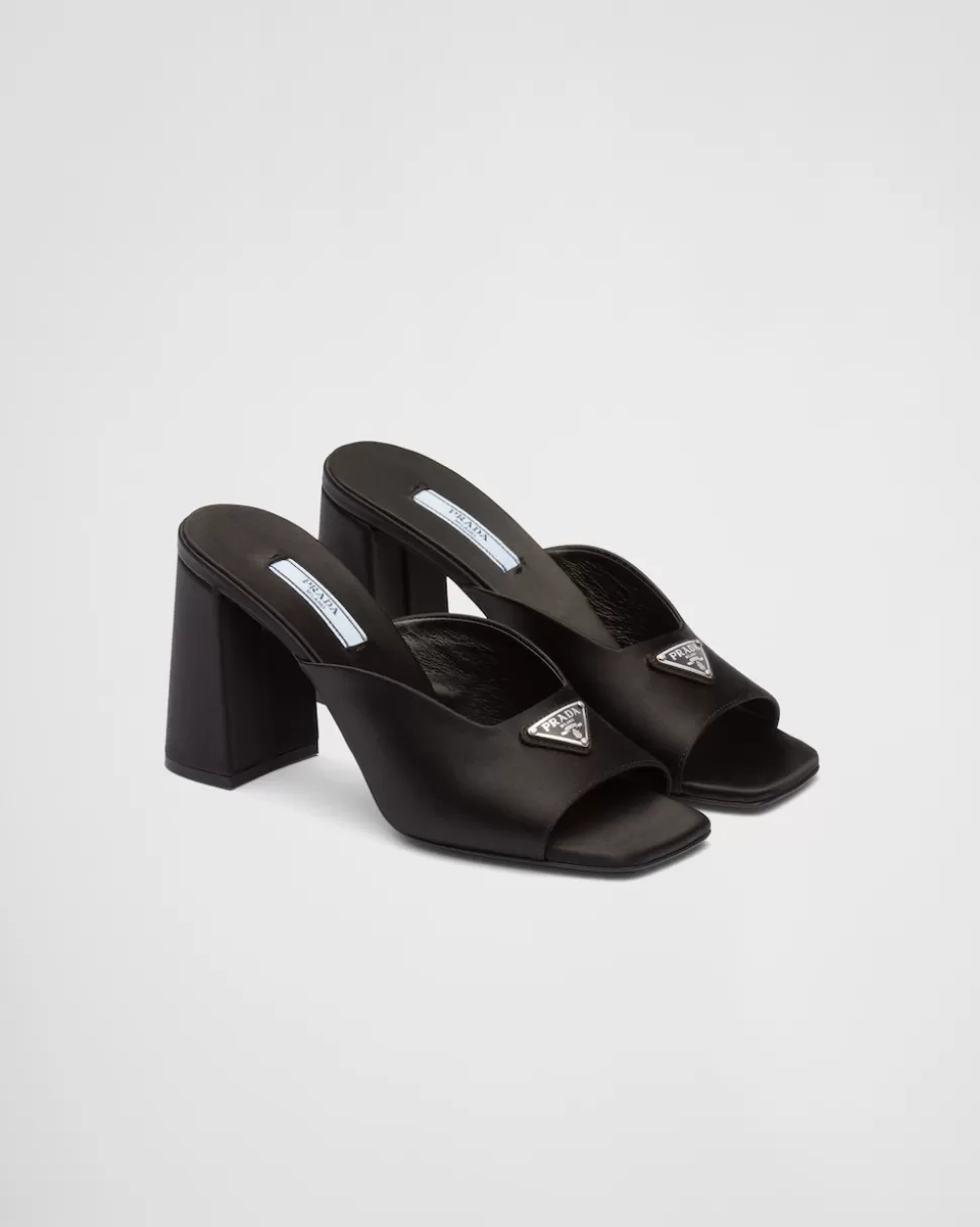 Prada Sandalias De Satén De Tacón Alto^Mujer PANTUFLAS Y CHINELAS