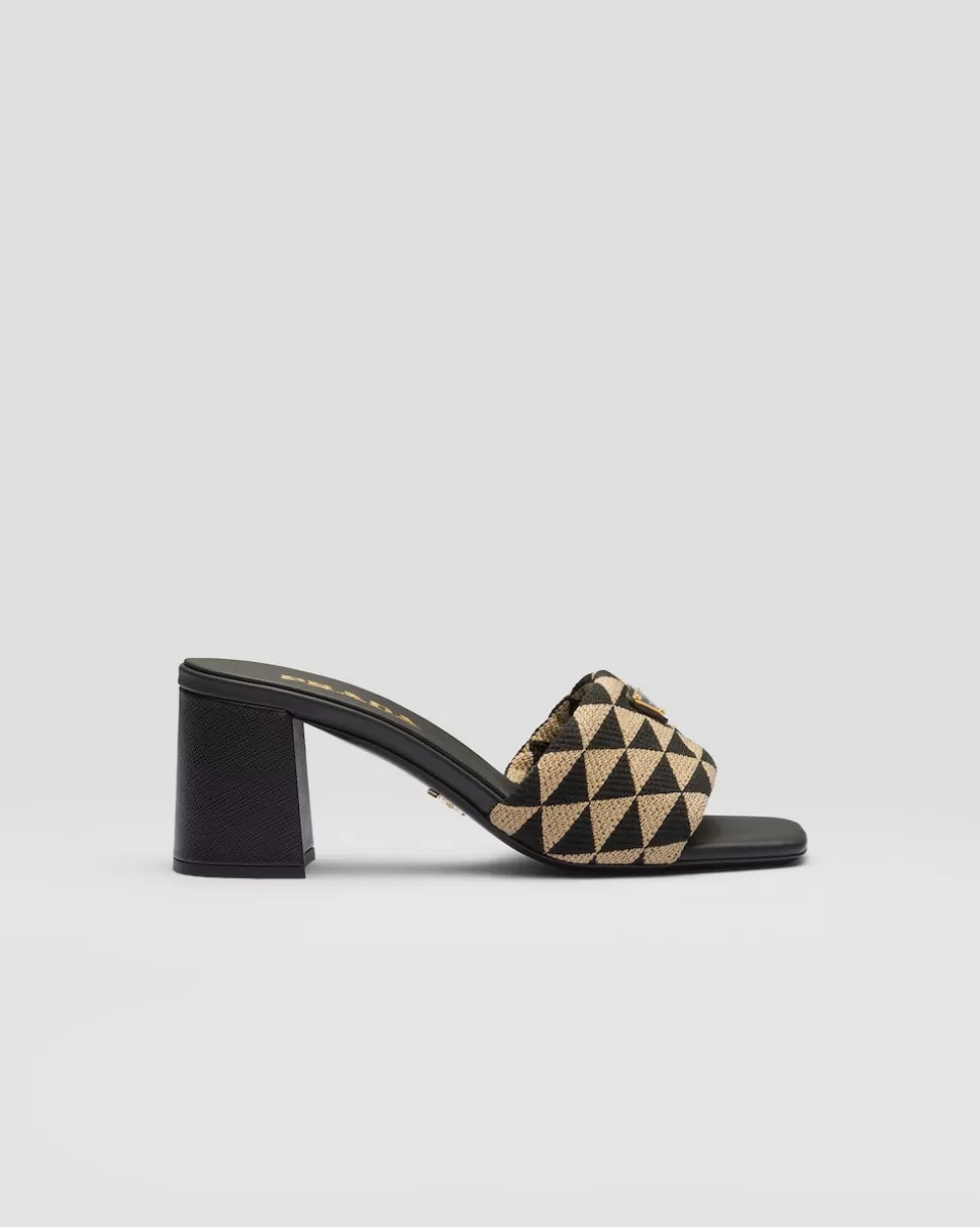 Prada Sandalias De Tejido Bordado^Mujer PANTUFLAS Y CHINELAS