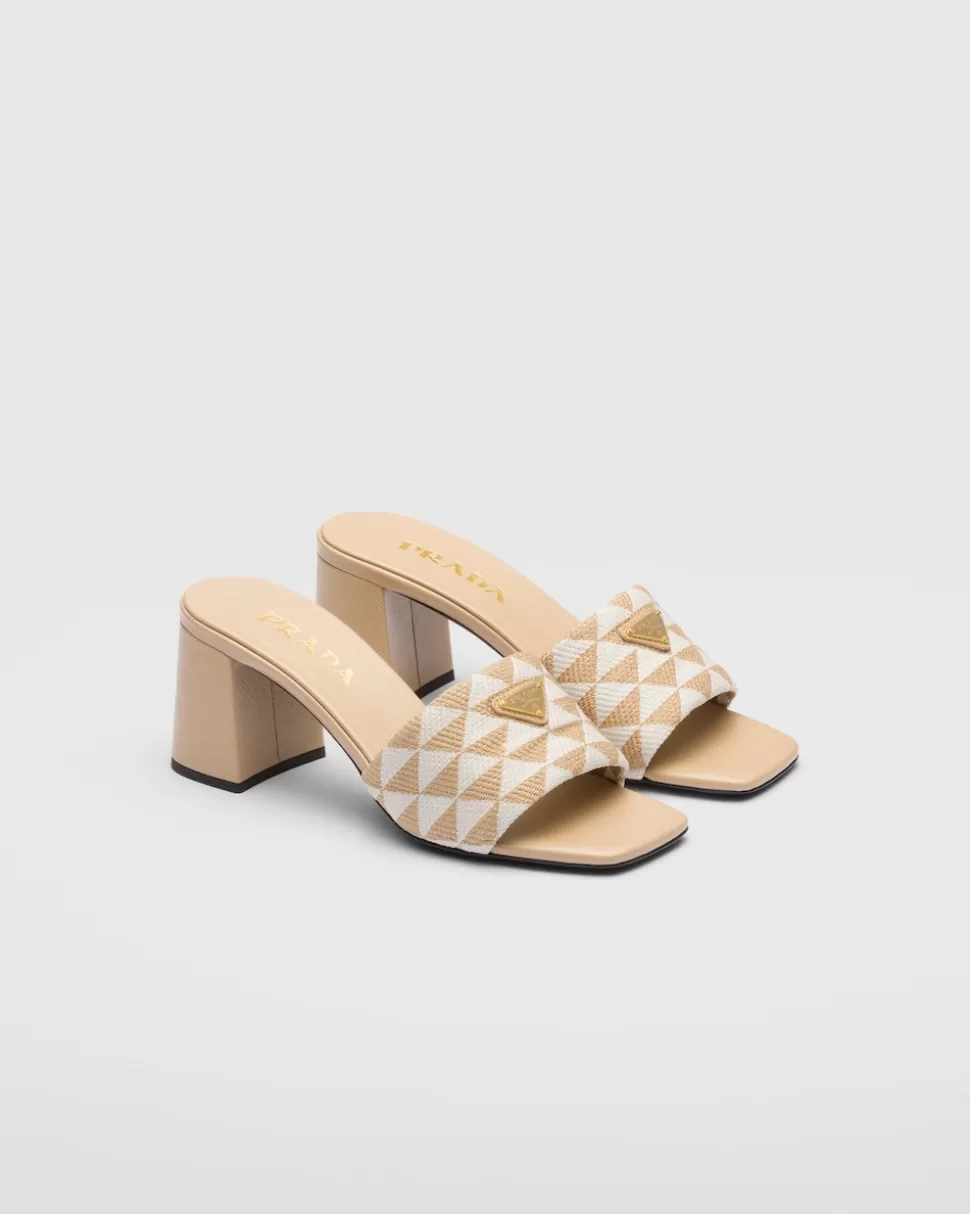 Prada Sandalias De Tejido Bordado^Mujer PANTUFLAS Y CHINELAS