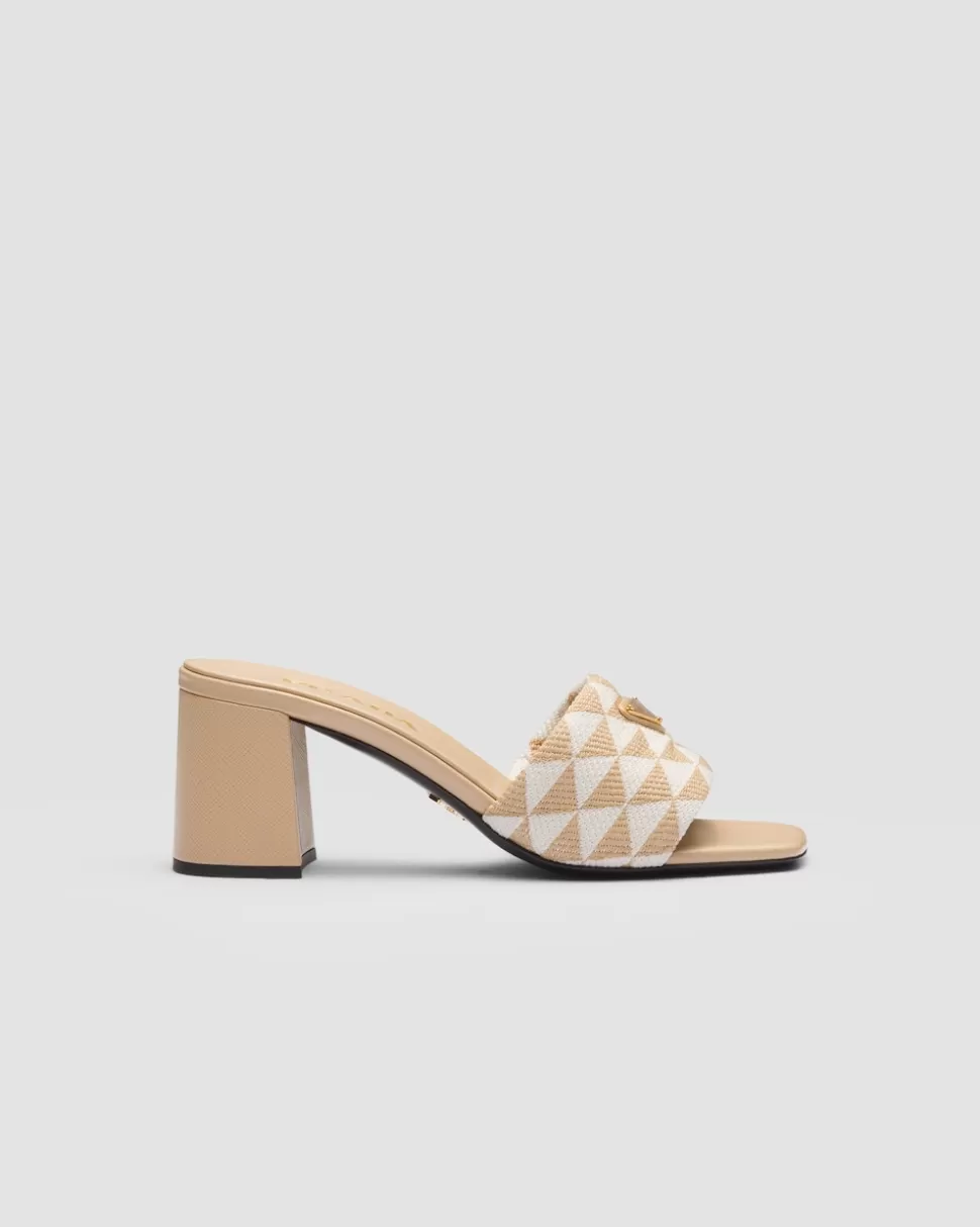 Prada Sandalias De Tejido Bordado^Mujer PANTUFLAS Y CHINELAS