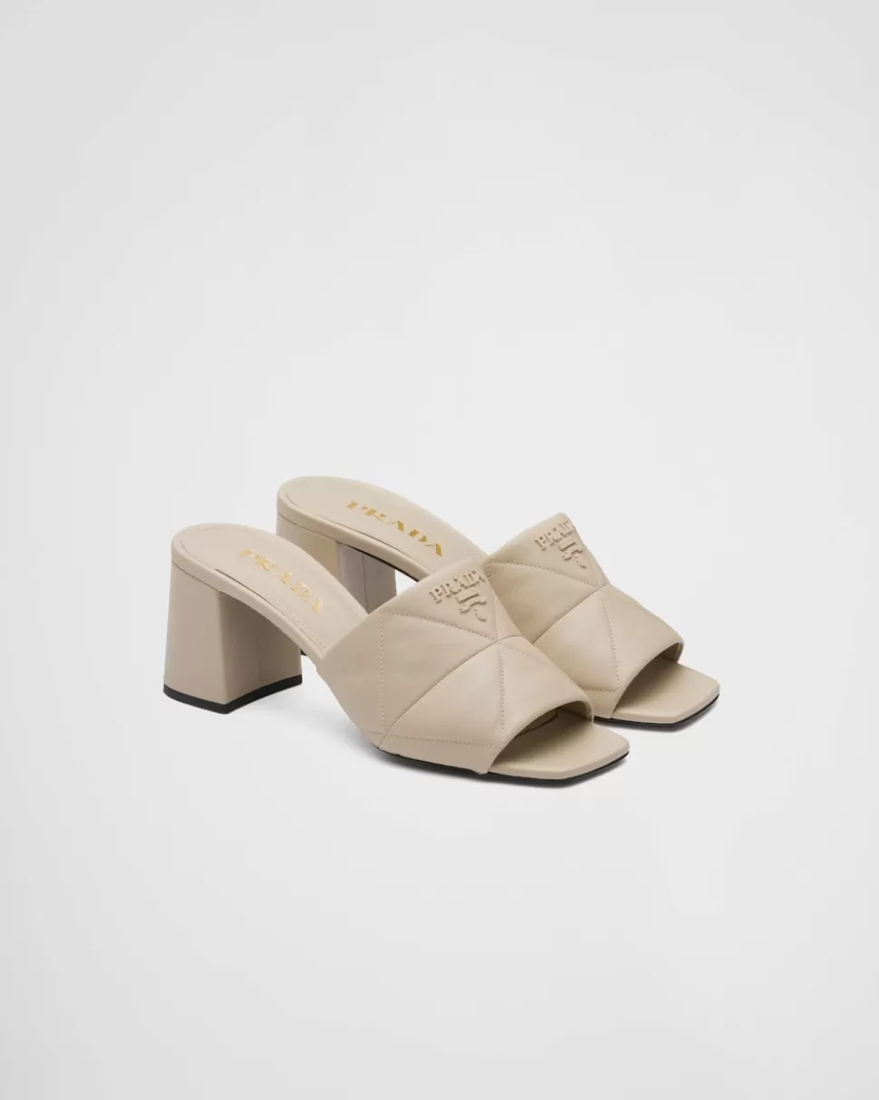 Prada Sandalias En Napa Acolchada Con Tacón^Mujer PANTUFLAS Y CHINELAS