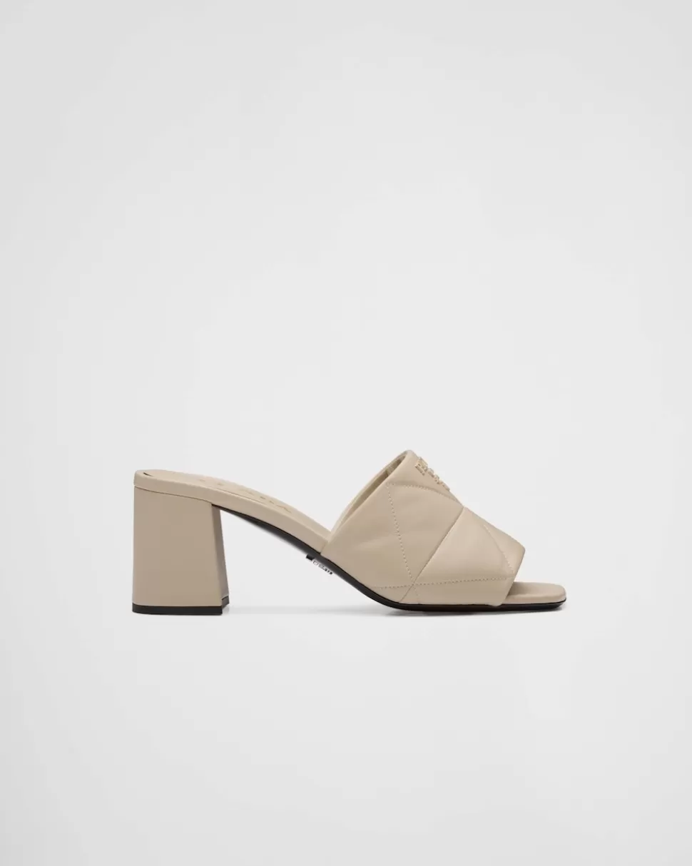 Prada Sandalias En Napa Acolchada Con Tacón^Mujer PANTUFLAS Y CHINELAS