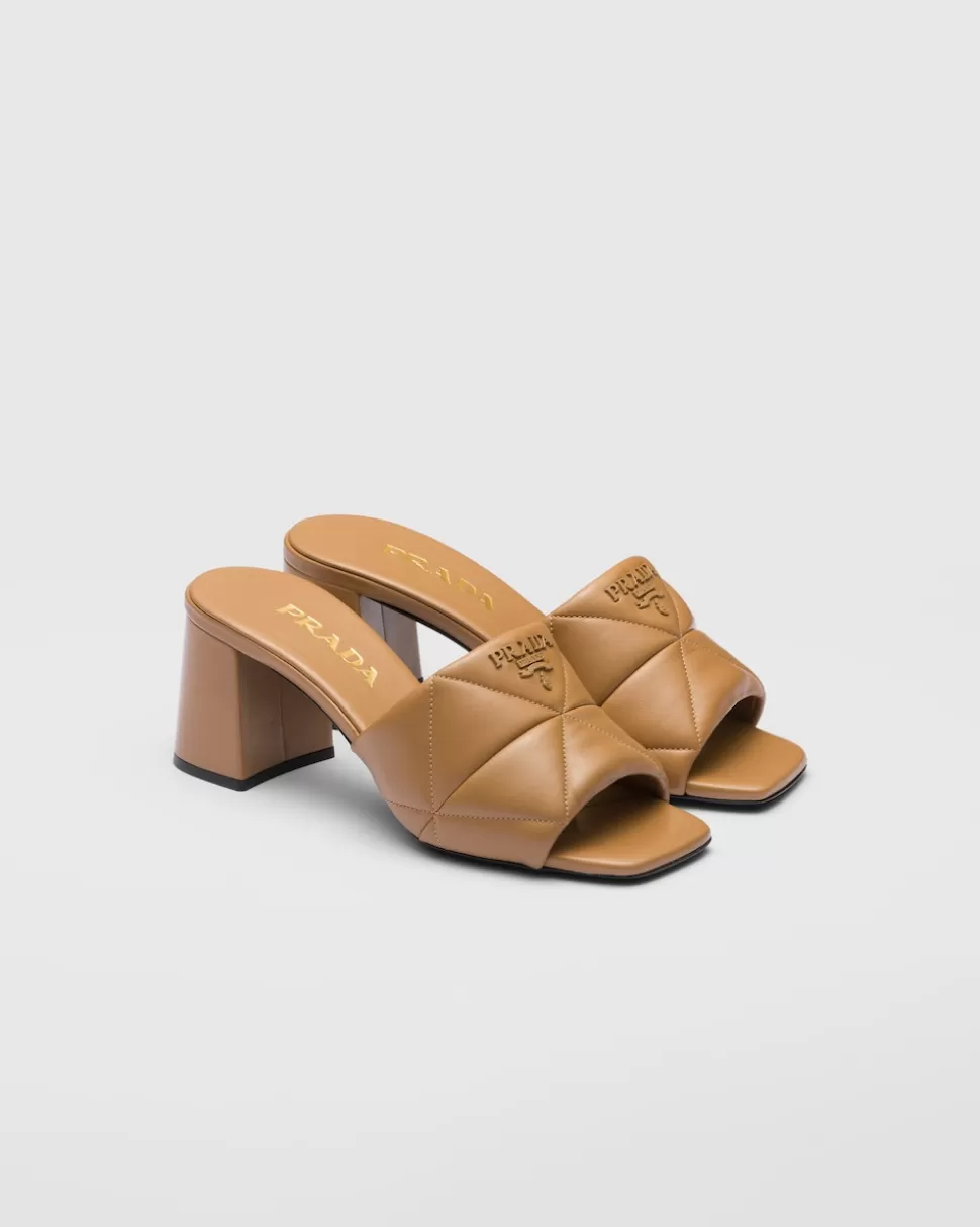 Prada Sandalias En Napa Acolchada Con Tacón^Mujer PANTUFLAS Y CHINELAS