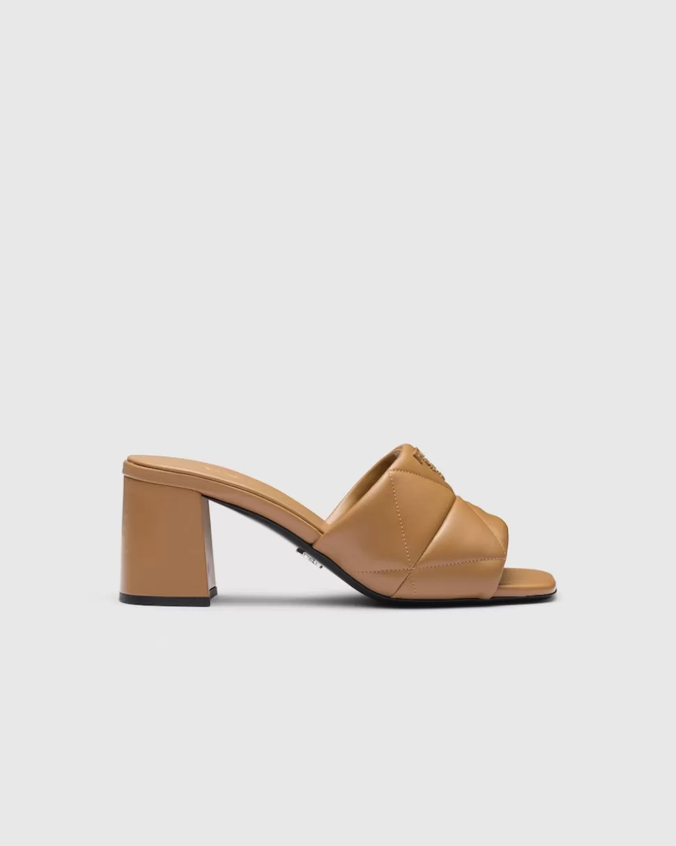 Prada Sandalias En Napa Acolchada Con Tacón^Mujer PANTUFLAS Y CHINELAS