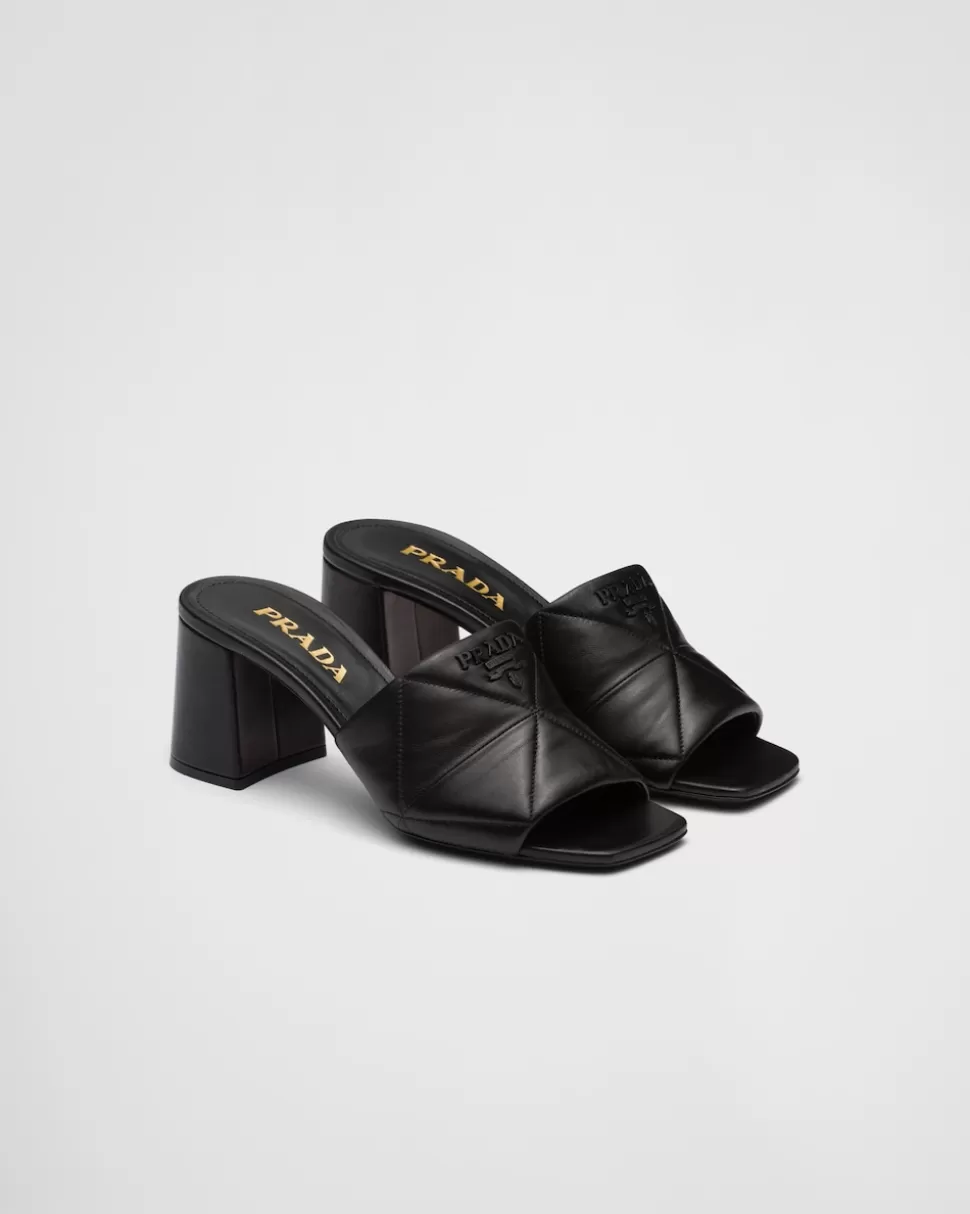 Prada Sandalias En Napa Acolchada Con Tacón^Mujer PANTUFLAS Y CHINELAS
